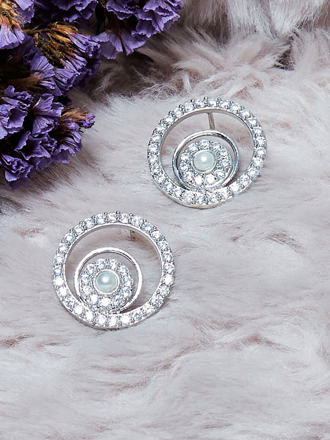 

Voylla Women Silver-Toned Contemporary Drop Earrings