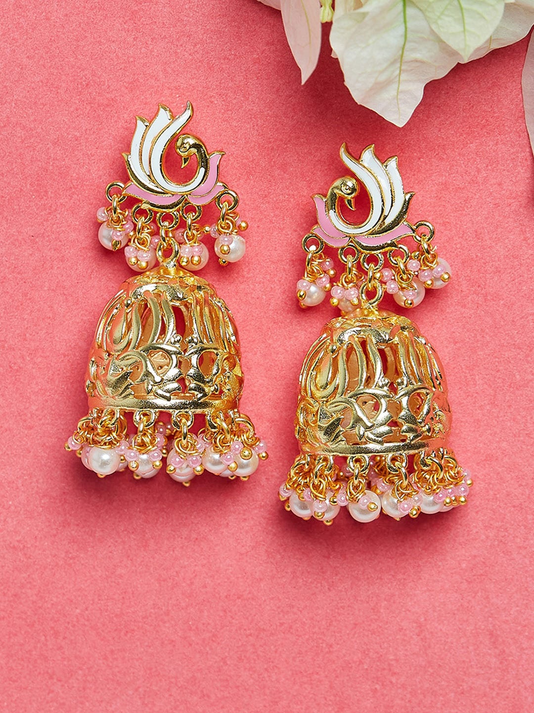 

Voylla Women Gold-Toned Contemporary Jhumkas Earrings