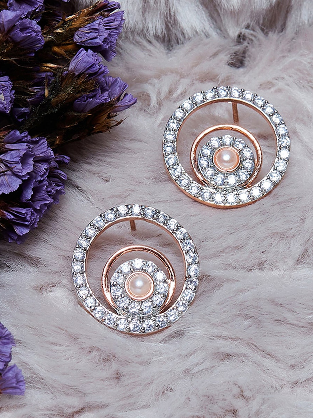 

Voylla Rose Gold Contemporary Studs Earrings