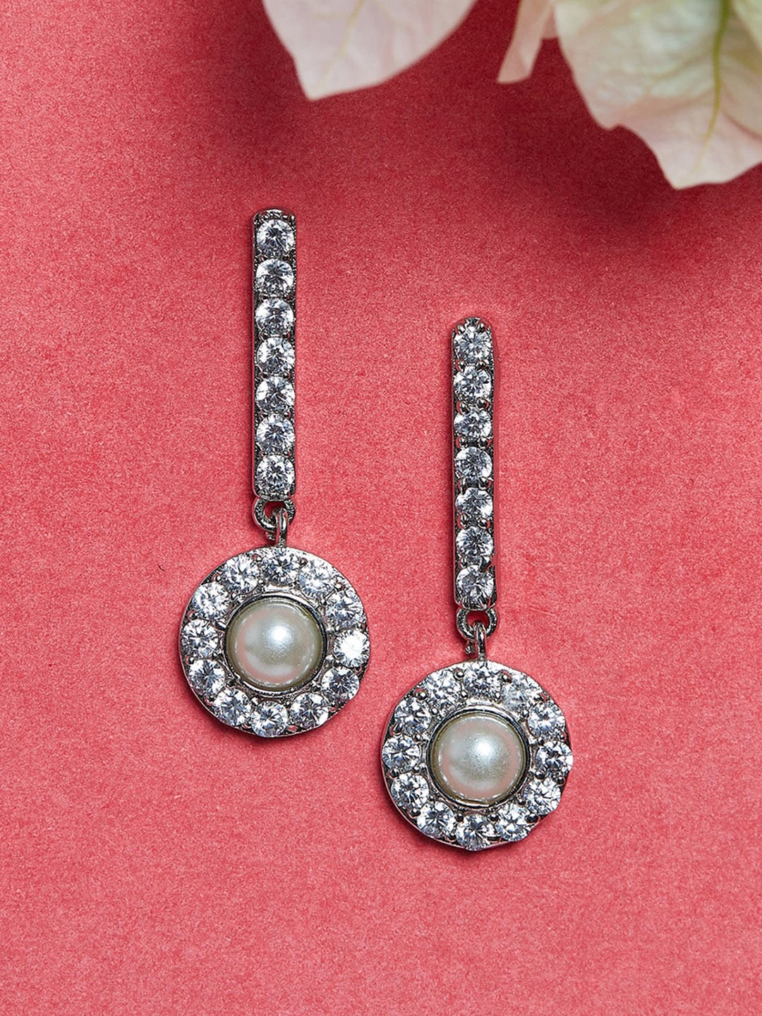 

Voylla Silver-Toned Contemporary Drop Earrings
