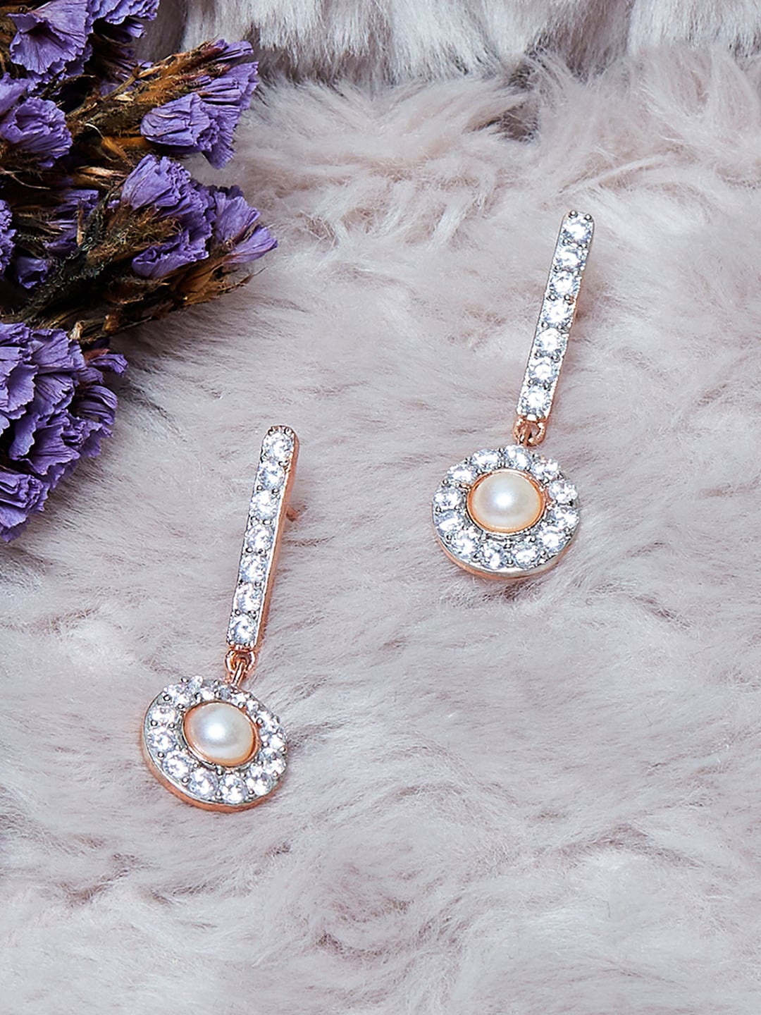 

Voylla Rose Gold Contemporary Drop Earrings