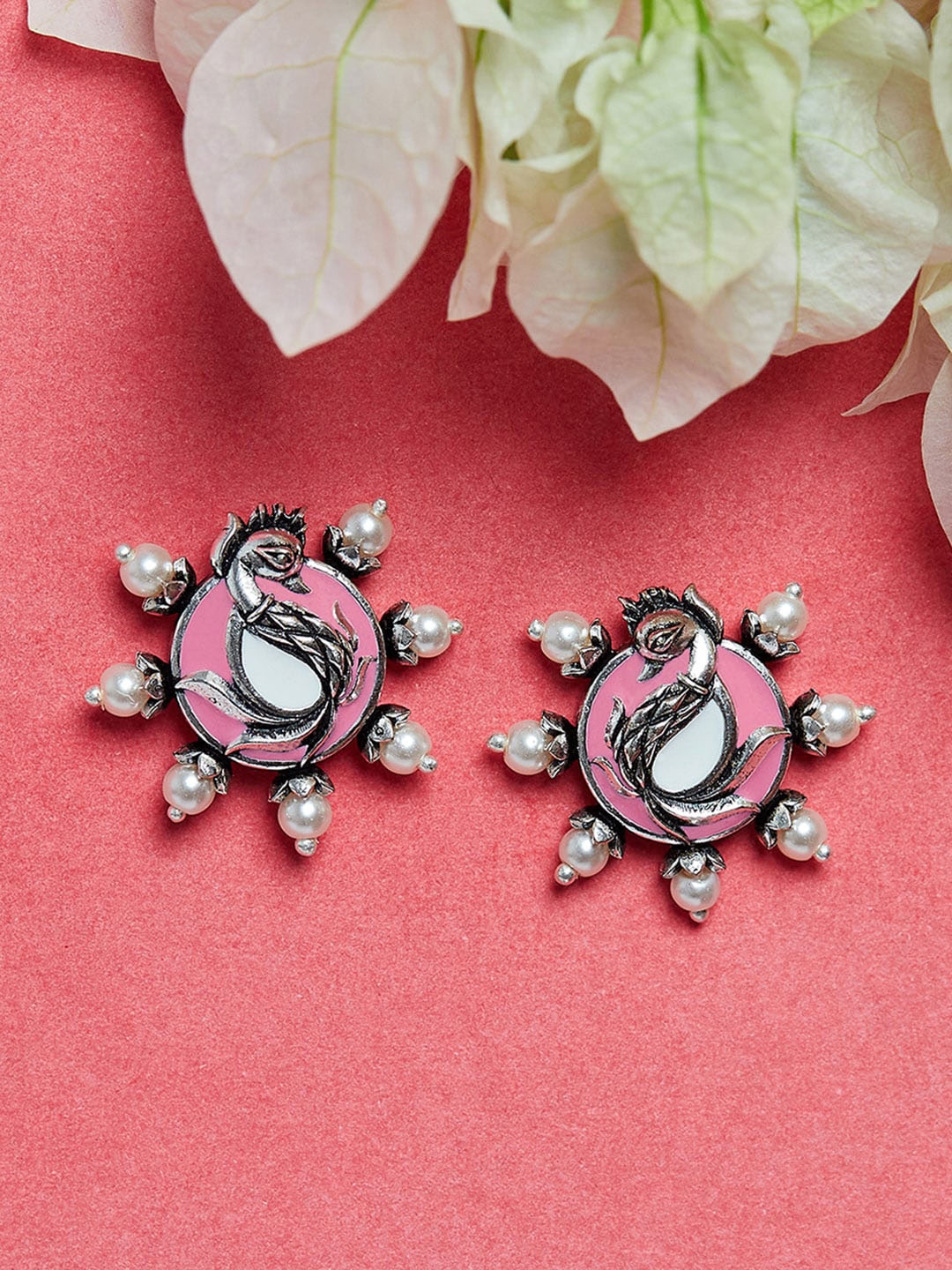 

Voylla Silver-Toned Contemporary Studs Earrings