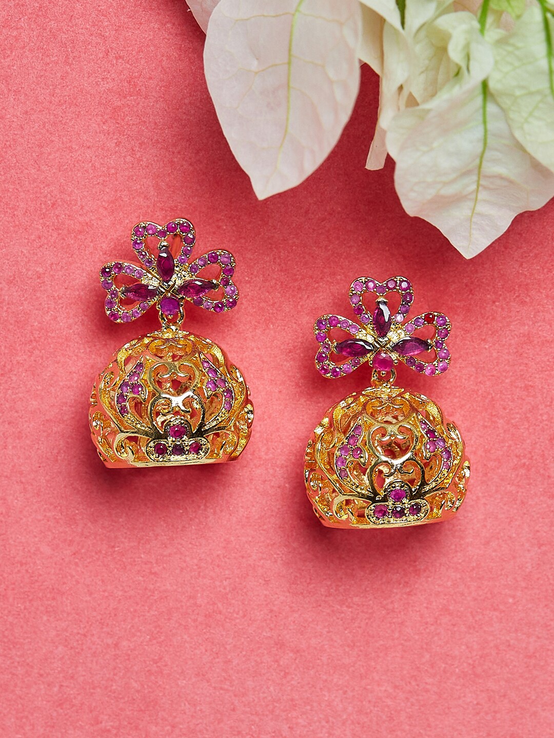 

Voylla Gold-Toned Contemporary Jhumkas Earrings