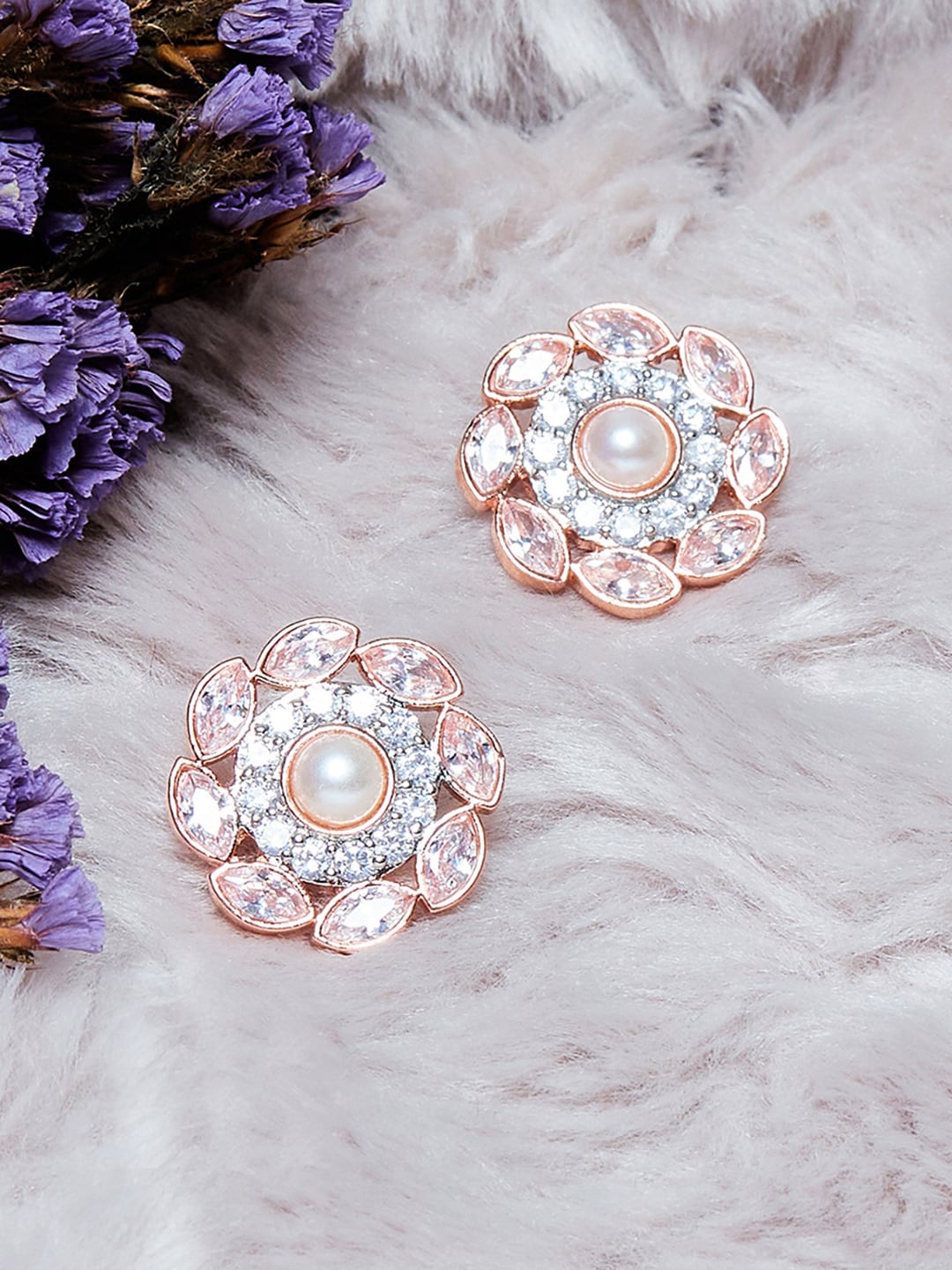 

Voylla Rose Gold Contemporary Studs Earrings