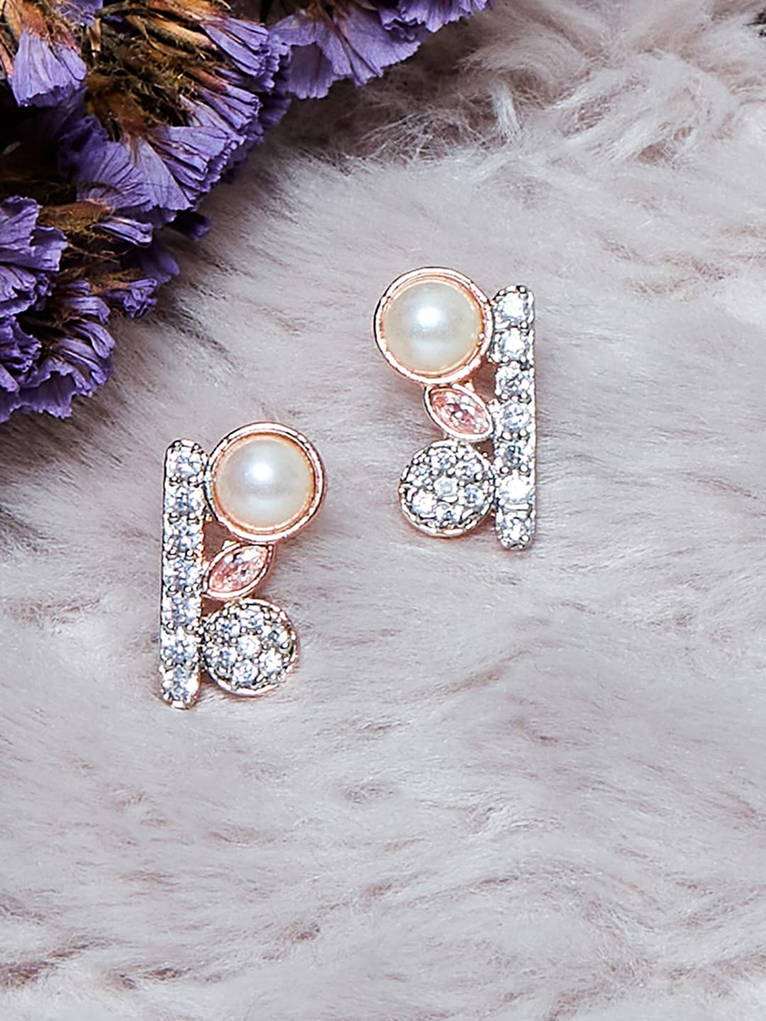 

Voylla Rose Gold Contemporary Studs Earrings