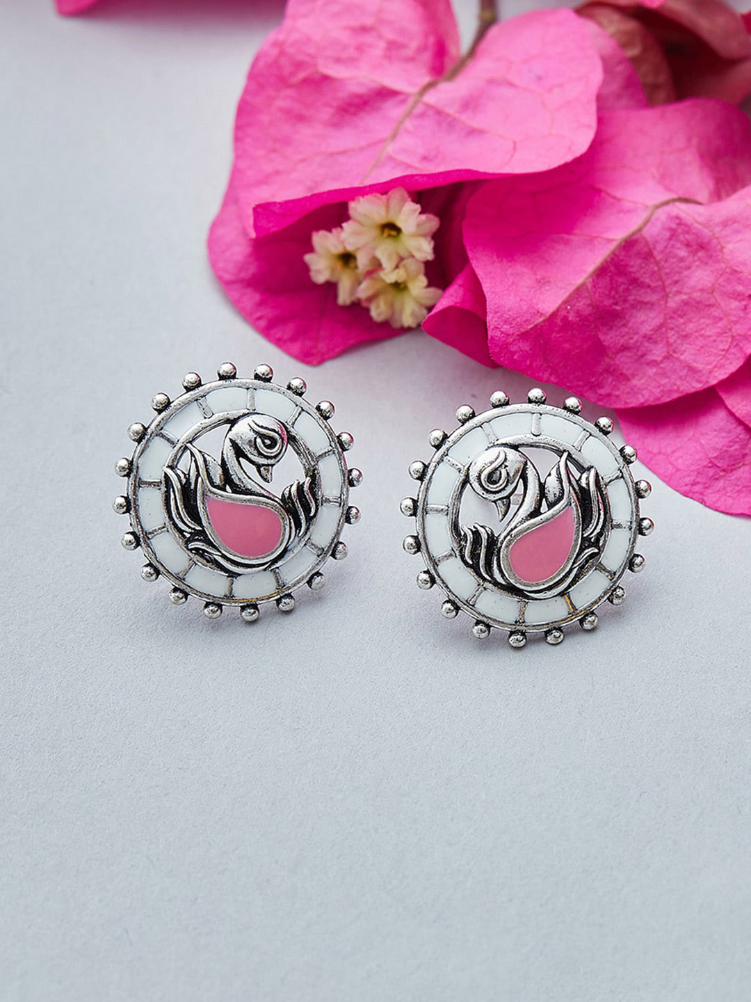 

Voylla Silver-Toned Contemporary Studs Earrings