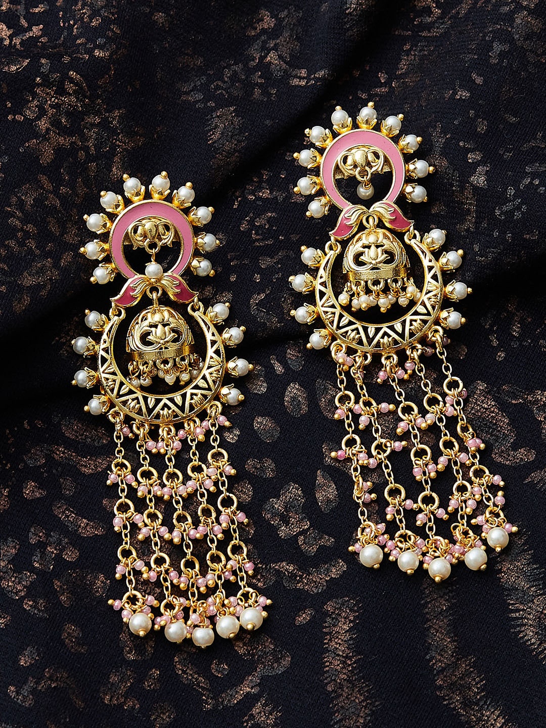 

Voylla Gold-Toned Contemporary Jhumkas Earrings