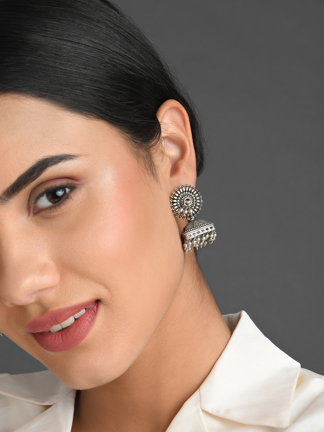 

Fida Silver-Toned Contemporary Drop Earrings