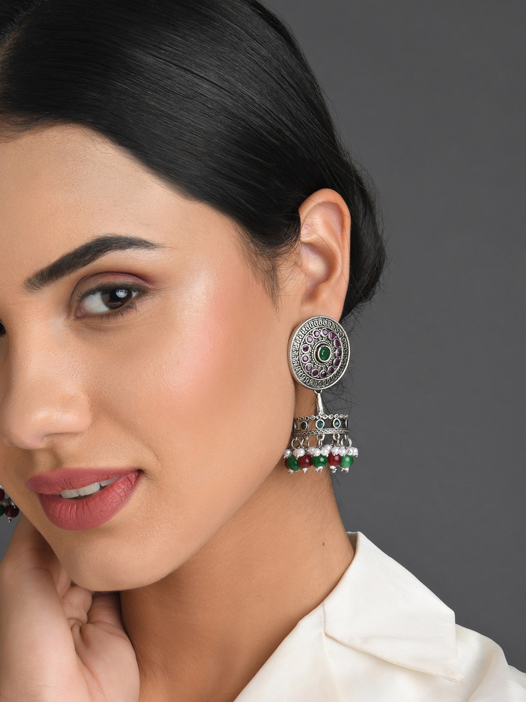 

Fida Green Contemporary Jhumkas Earrings