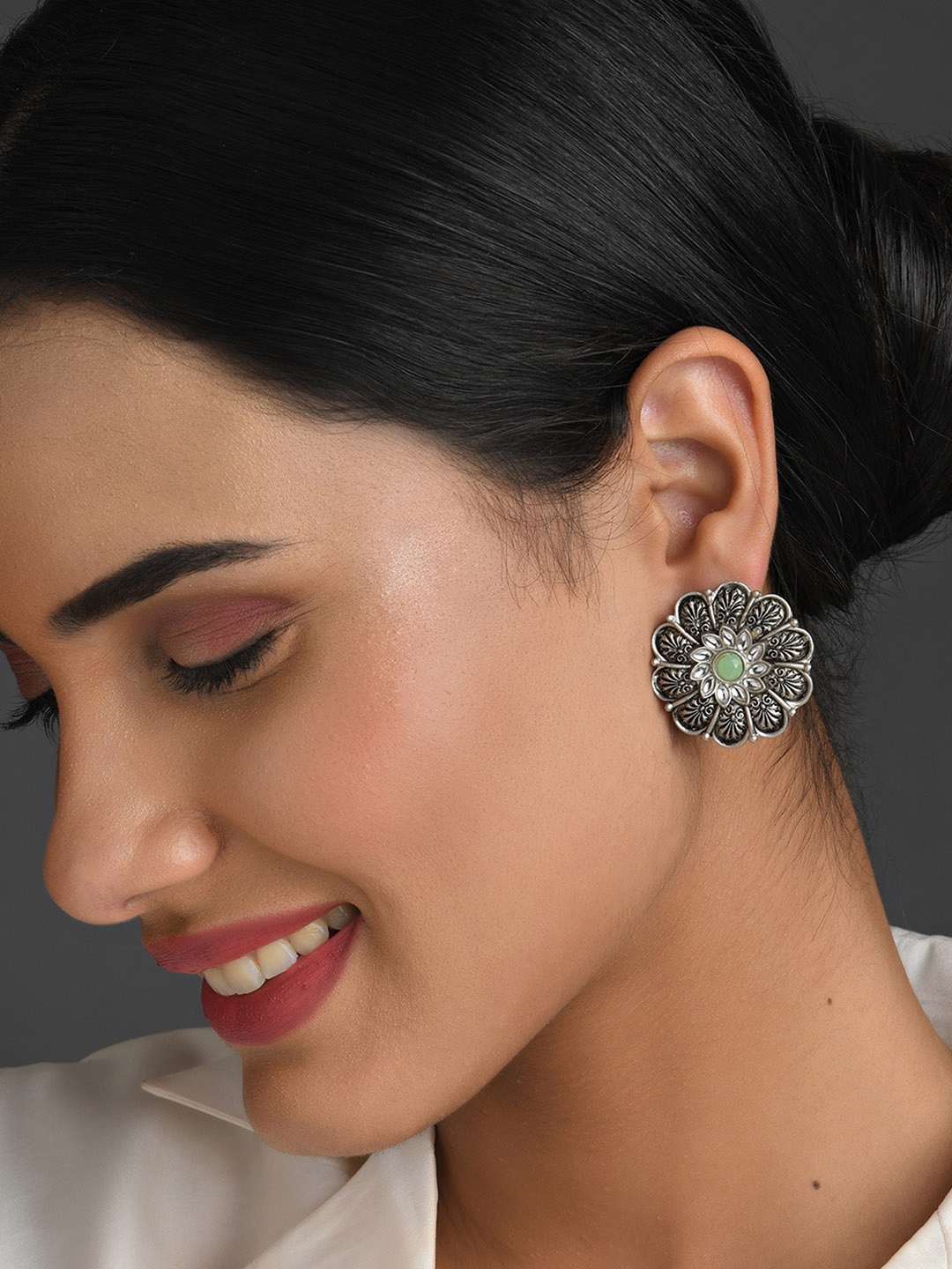 

Fida Women Silver Plated Yellow Contemporary Studs Earrings
