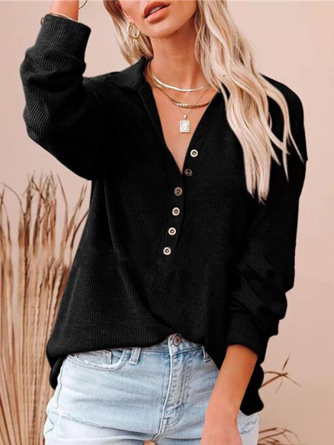 

BoStreet Black Shirt Style Top