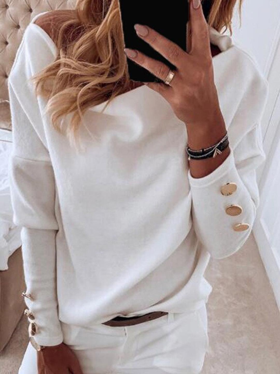 

BoStreet White Boat Neck Top