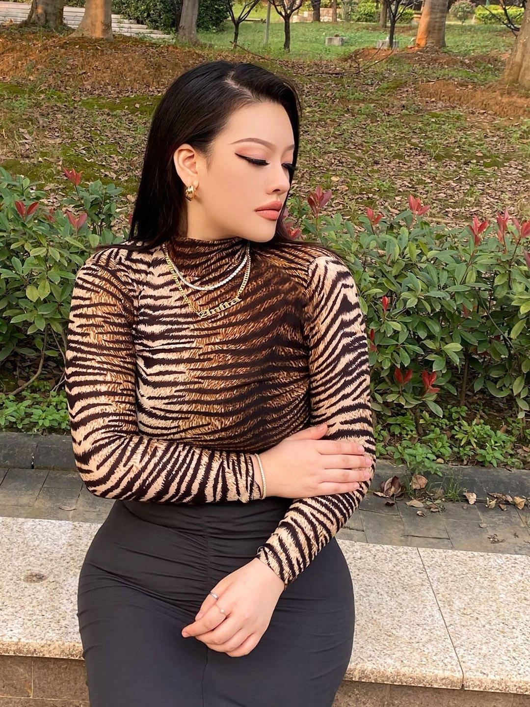 

StyleCast Brown Animal Print Top