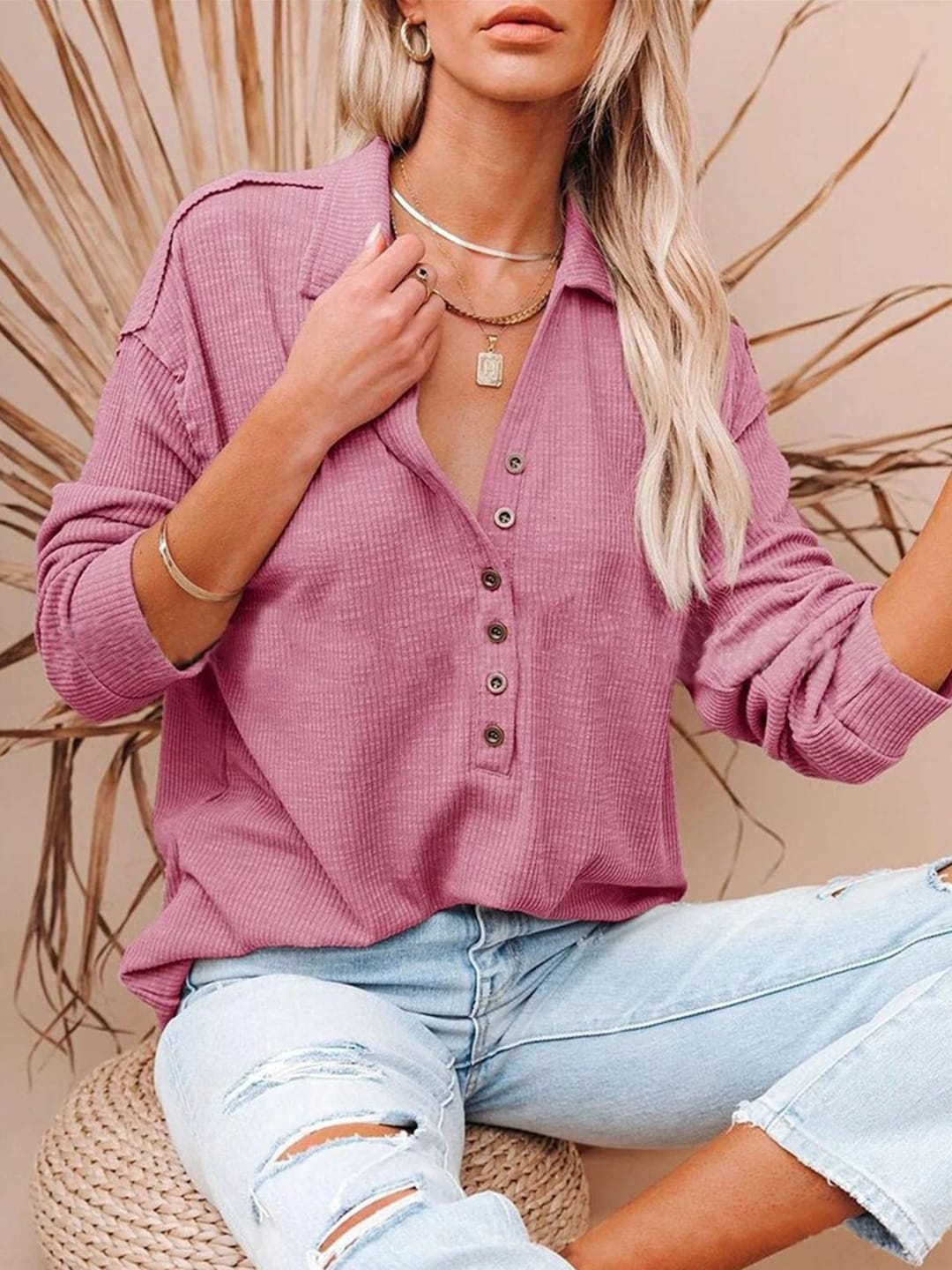 

BoStreet Pink Shirt Style Top