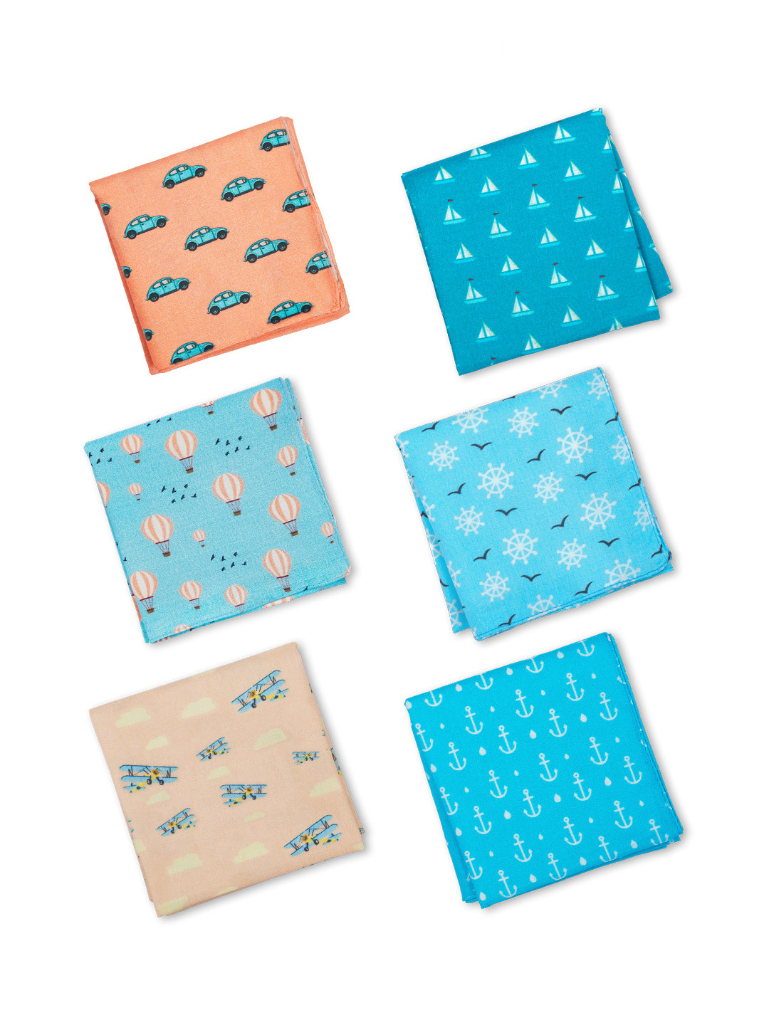 

hexafun Women Pack Of 6 Printed Pure Cotton Handkerchief, Peach