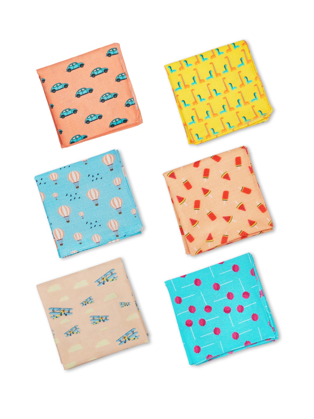

hexafun Women Pack Of 6 Printed Pure Cotton Handkerchief, Peach
