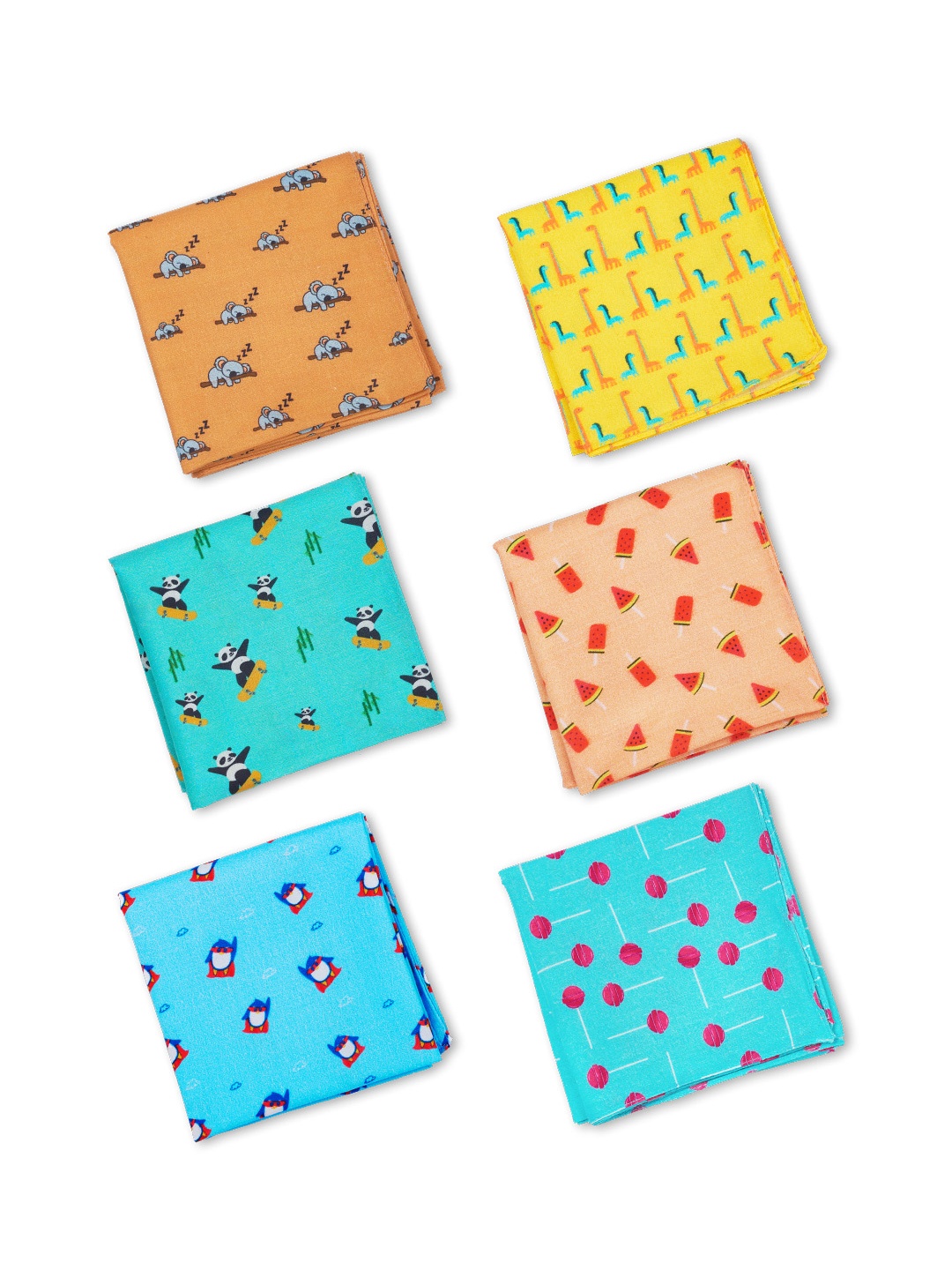 

hexafun Women Pack Of 6 Printed Pure Cotton Handkerchief, Blue
