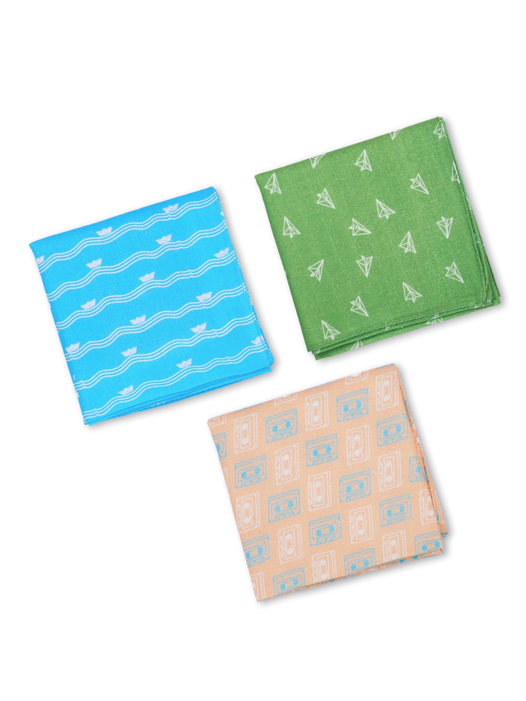 

hexafun Women Pack Of 3 Printed Pure Cotton Handkerchief, Blue