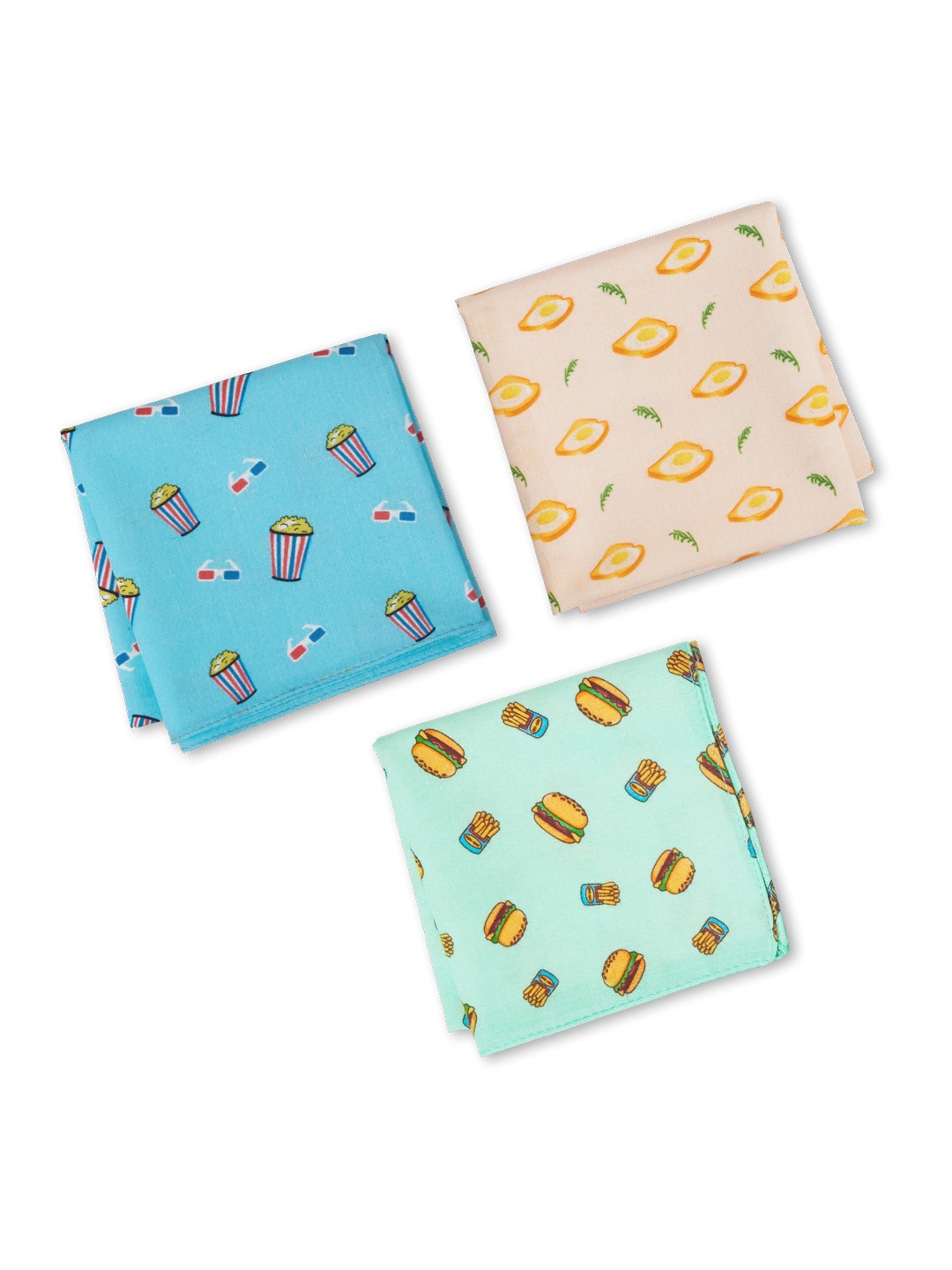

hexafun Women Pack Of 3 Printed Pure Cotton Handkerchief, Blue
