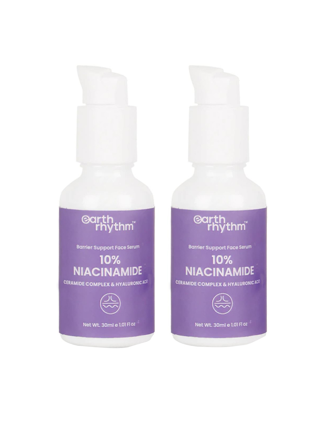 

Earth Rhythm Set of 2 Niacinamide 10% Face Serum with Hyaluronic Acid & Ceramide 30ml Each, Purple