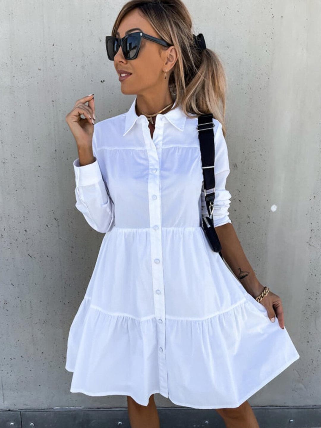

BoStreet White Solid Dress