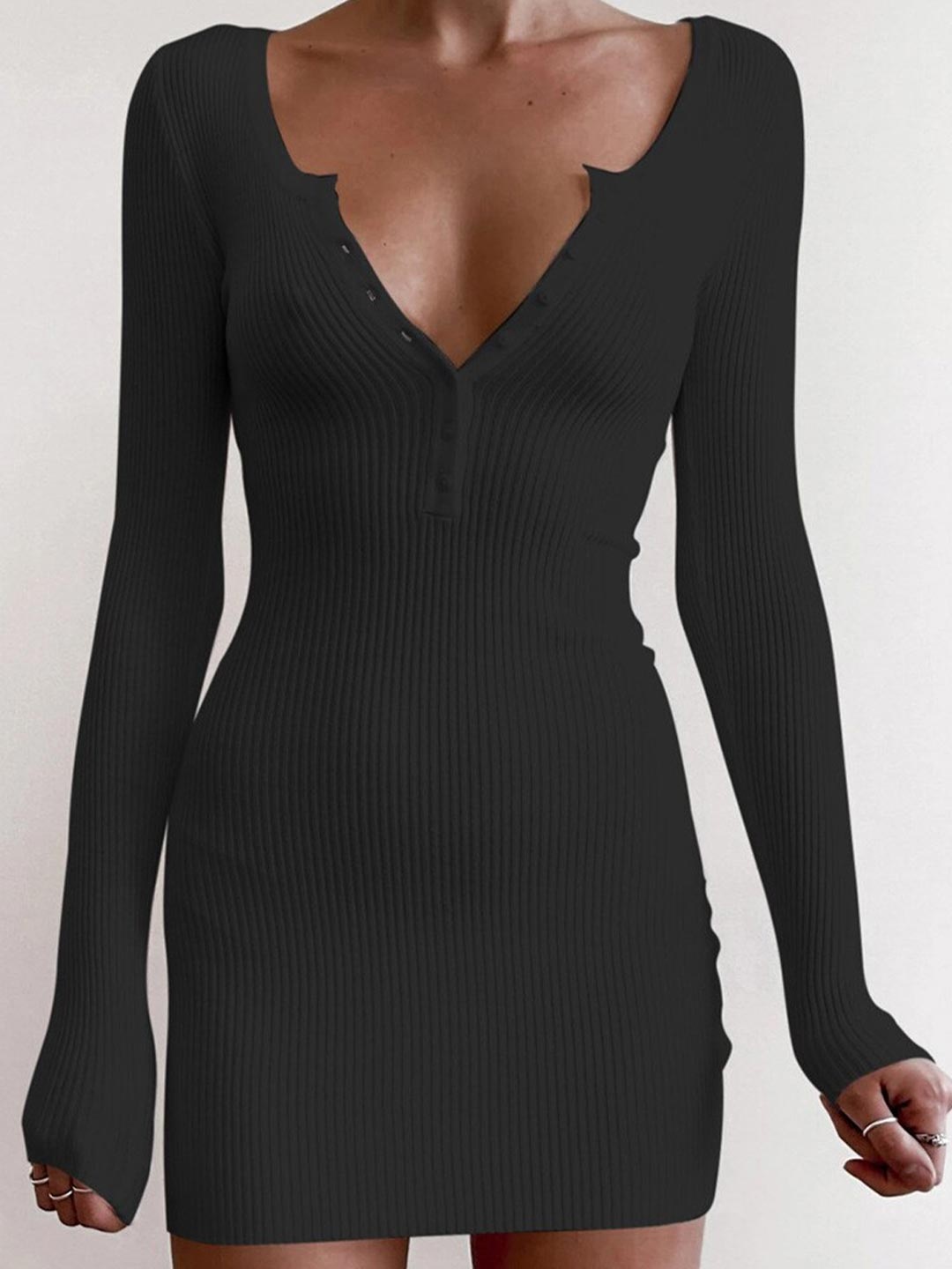 

BoStreet Black Solid Bodycon Mini Dress