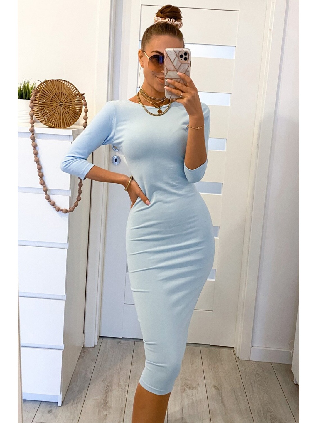 

BoStreet Women Solid Blue Bodycon Dress