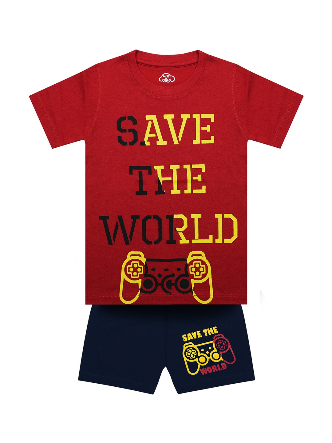 

MIST N FOGG Boys Casual Printed T-shirt And Shorts, Red