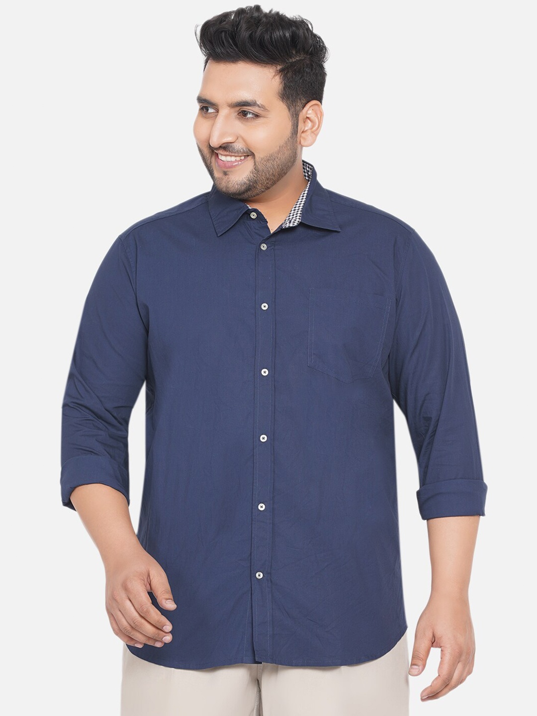 

Santonio Men Navy Blue Classic Casual Shirt