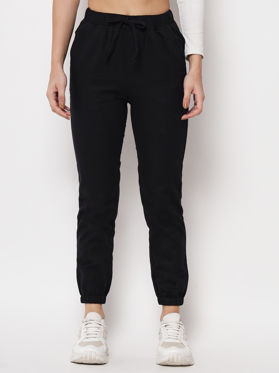 

Q-rious Women Black Pure Cotton Joggers Trousers