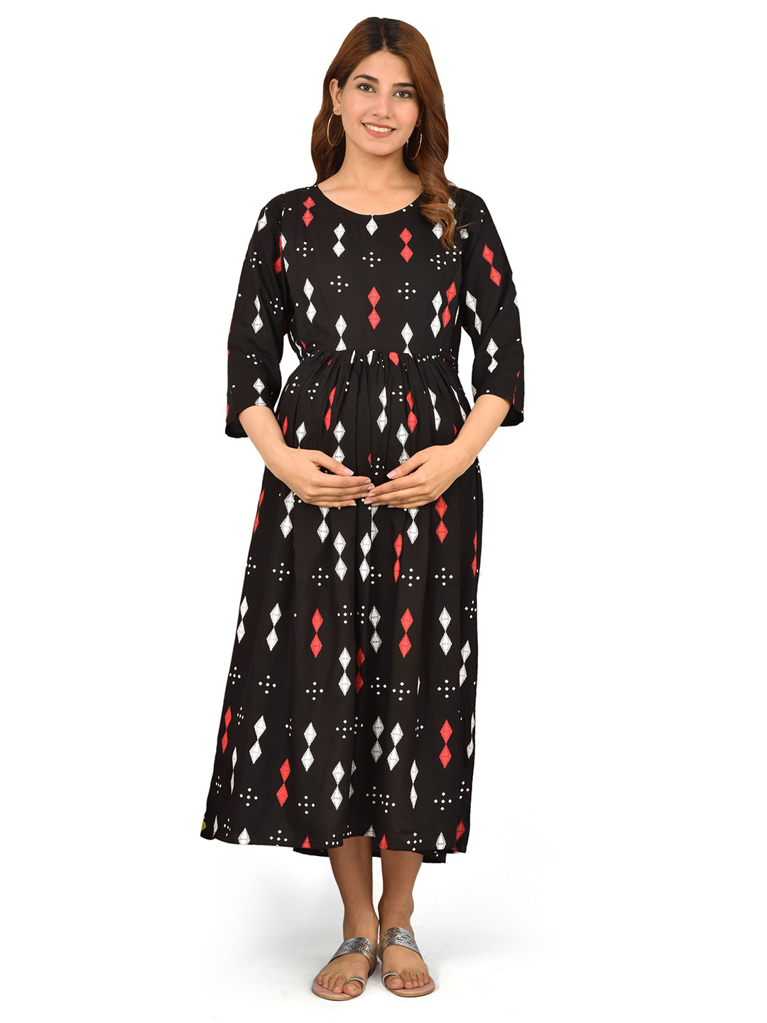 

KALINI Black Maternity Midi Dress