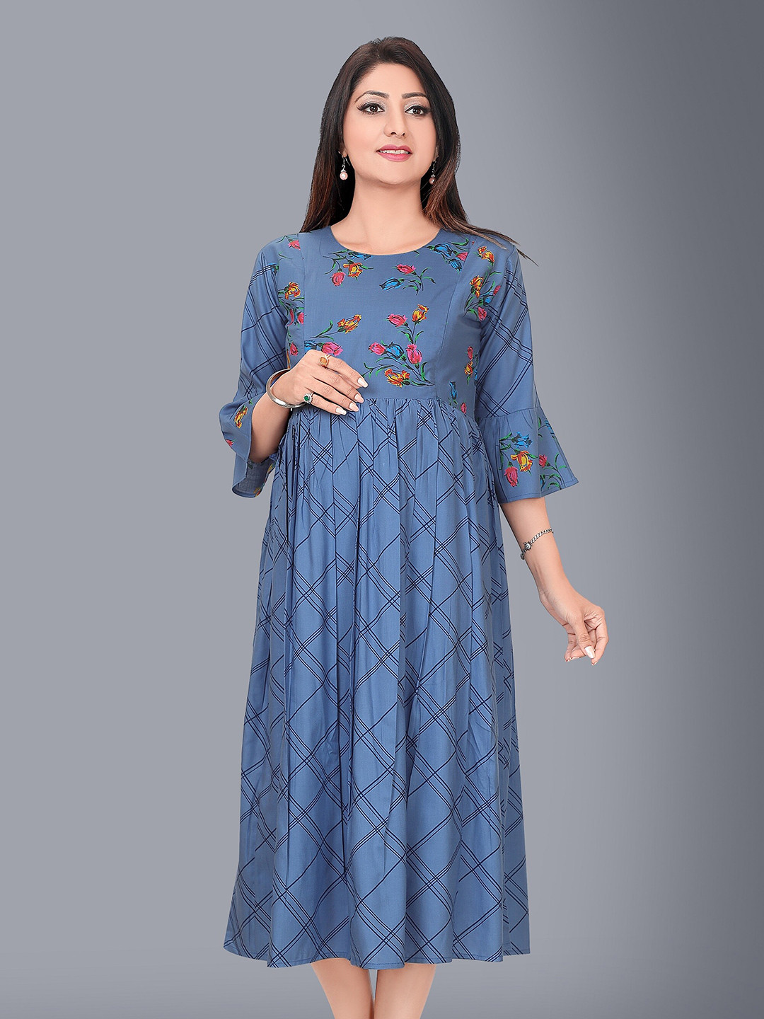 

Ayukti Blue Maternity Empire Midi Dress