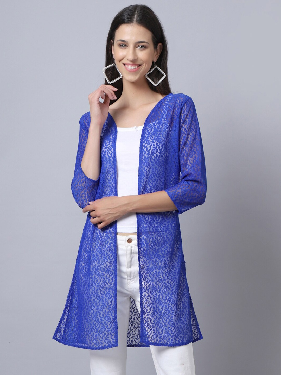 

Rute Women Blue Self Design Cotton Shrug