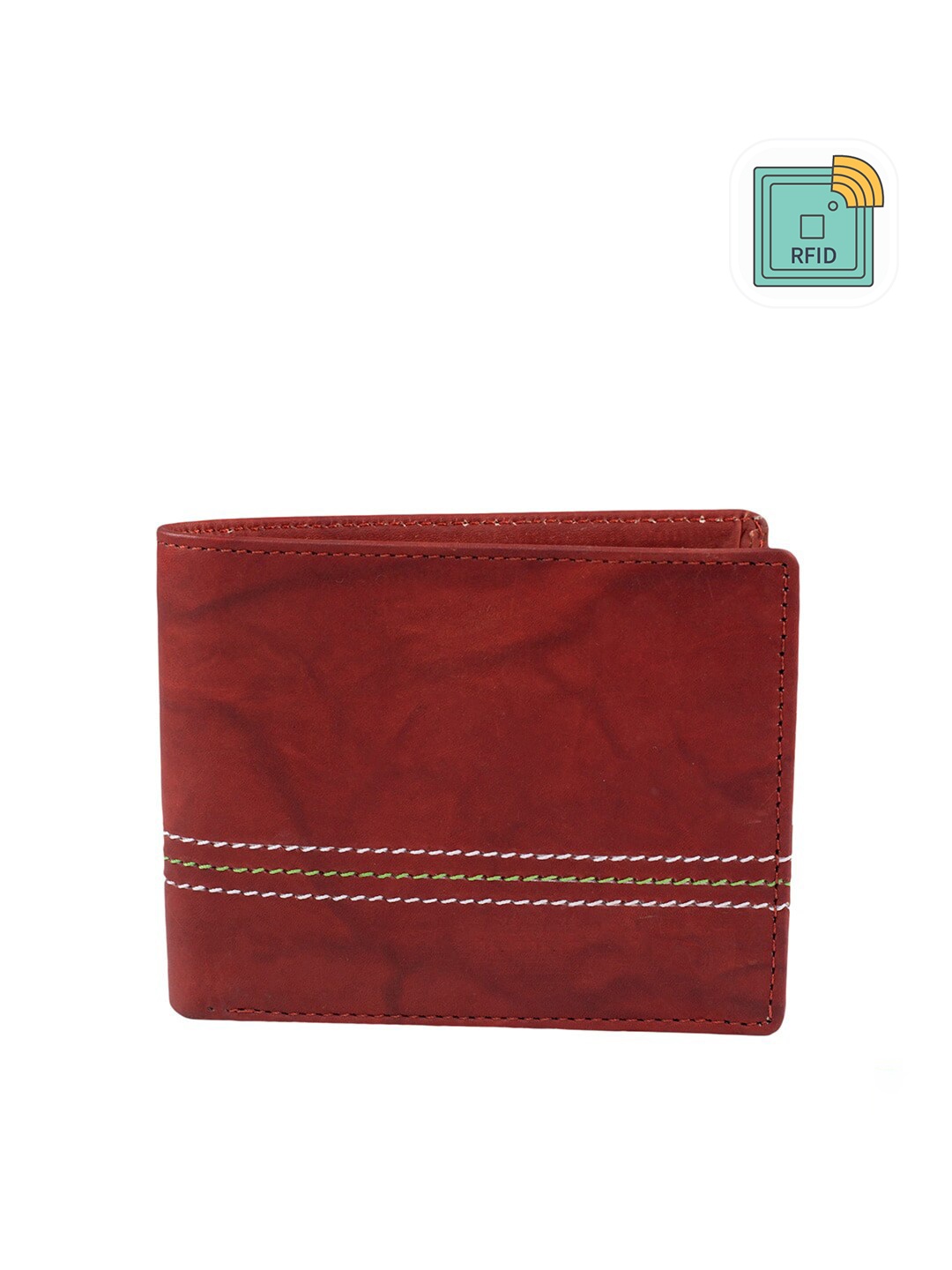 

Keviv Men Red Leather Two Fold Wallet