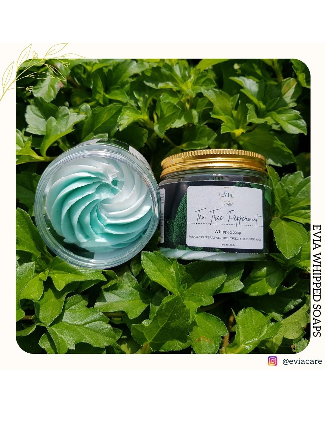 

EVIA Tea Tree Peppermint Anti-Acne Whipped Soap with Essential Oils - 100g, Teal