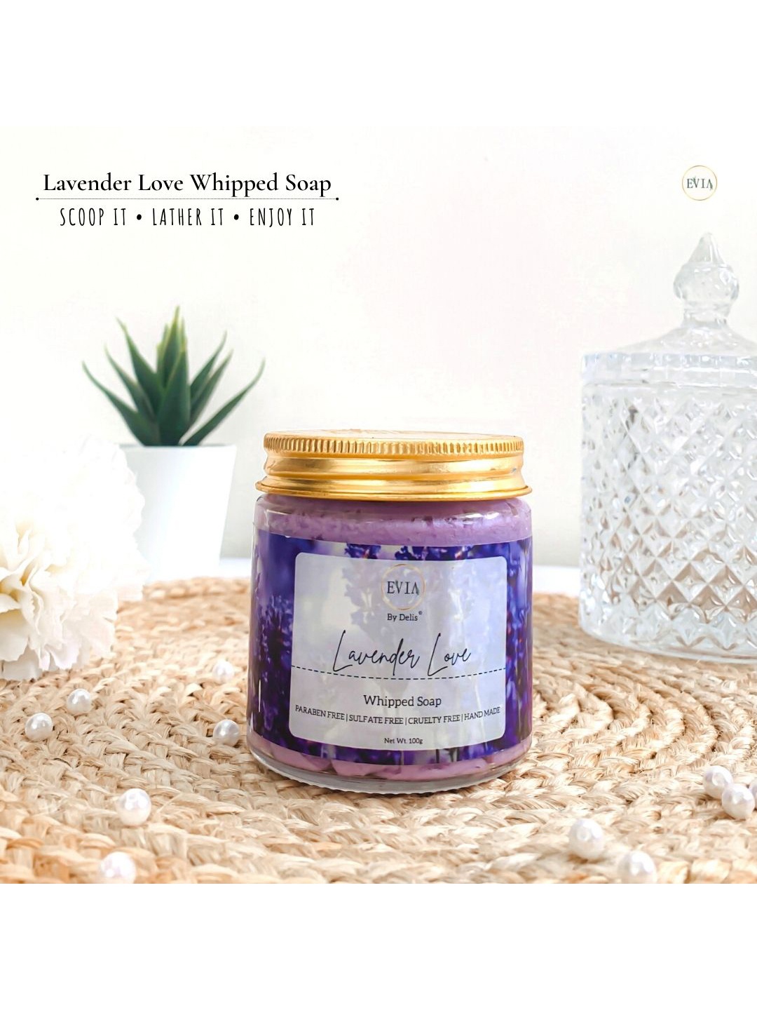 

EVIA Lavender Love Whipped Soap with Lavender & Peppermint Essential Oils - 100g