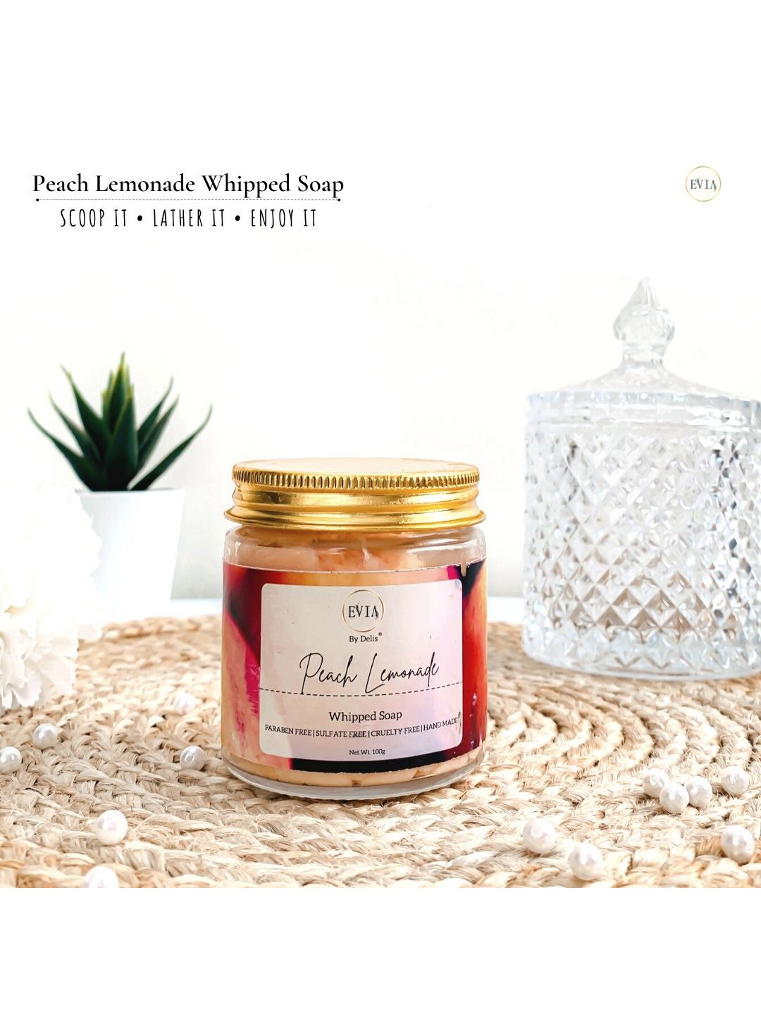 

EVIA Peach Lemonade Whipped Soap with Lemon Essential Oil for Skin Brightening - 100g