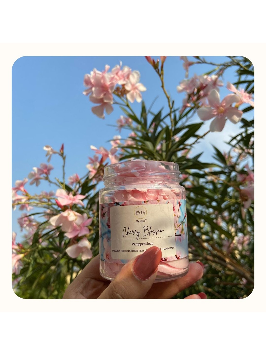 

EVIA Cherry Blossom Whipped Soap with Aloe Vera Extract for All Skin Types - 100g, Pink