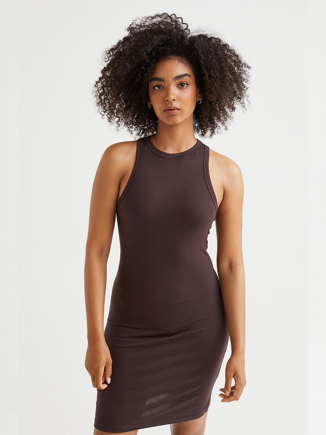 

H&M Women Brown Cotton Bodycon Dress