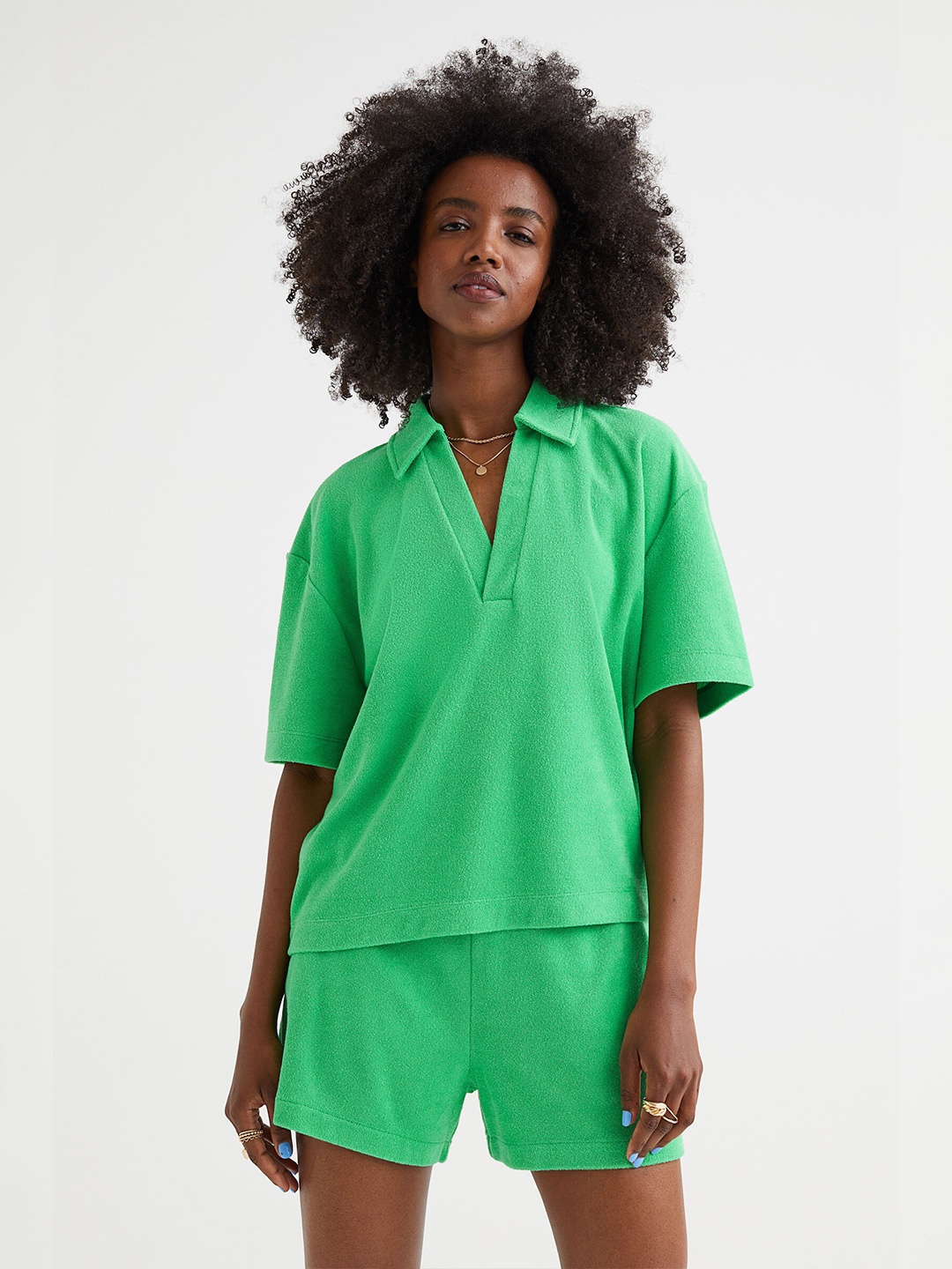 

H&M Women Green Terry Top