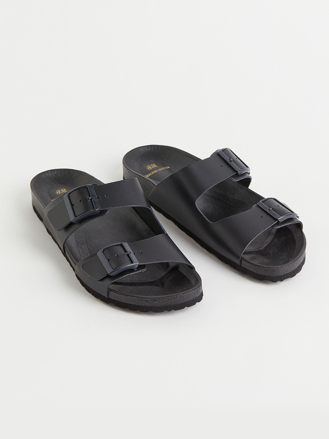 

H&M Men Black Leather Comfort Sandals