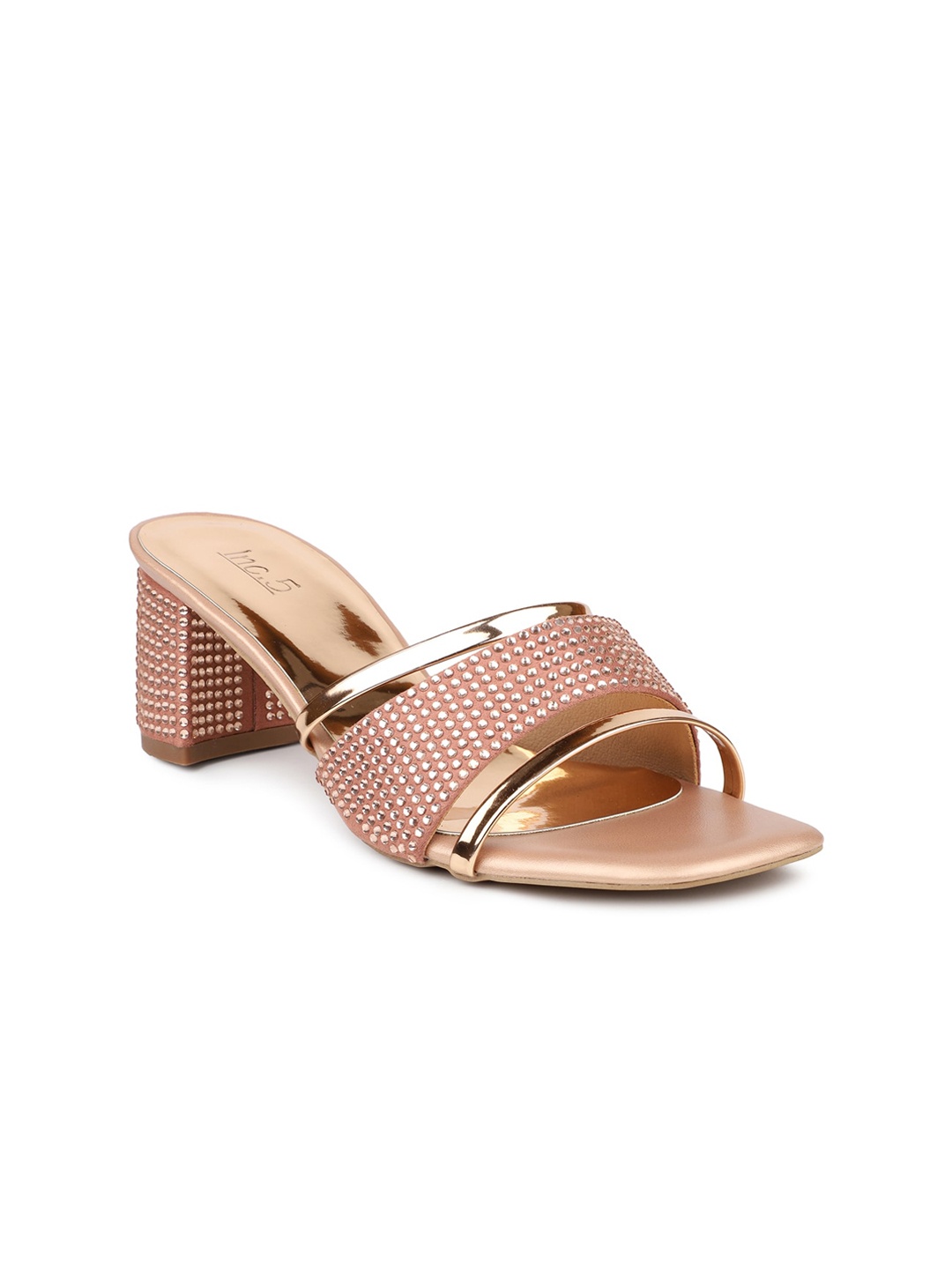 

Inc 5 Women Rose Gold Embellished Block Heels