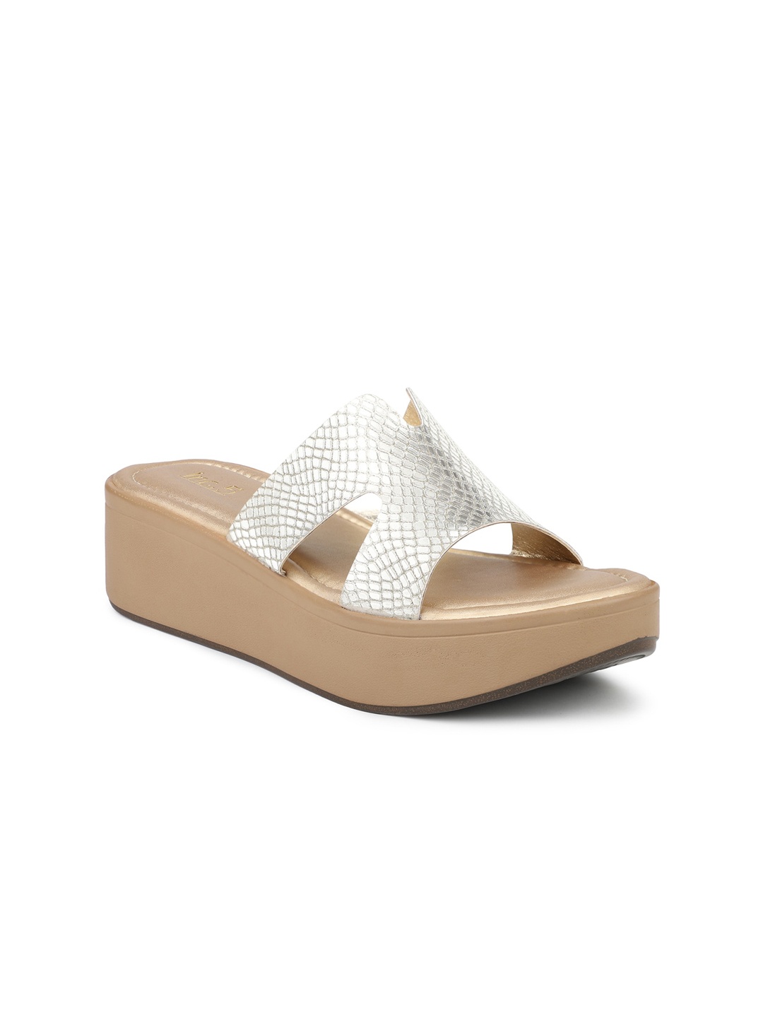 

Inc 5 Women Gold Shimmery Textured Wedge Heels