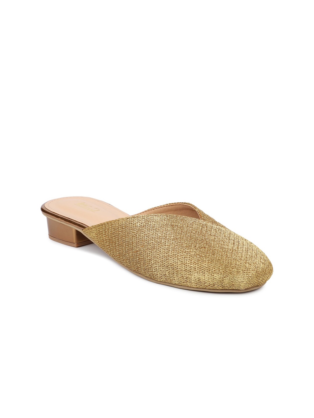 

Inc 5 Gold-Toned High-Top Block Mules