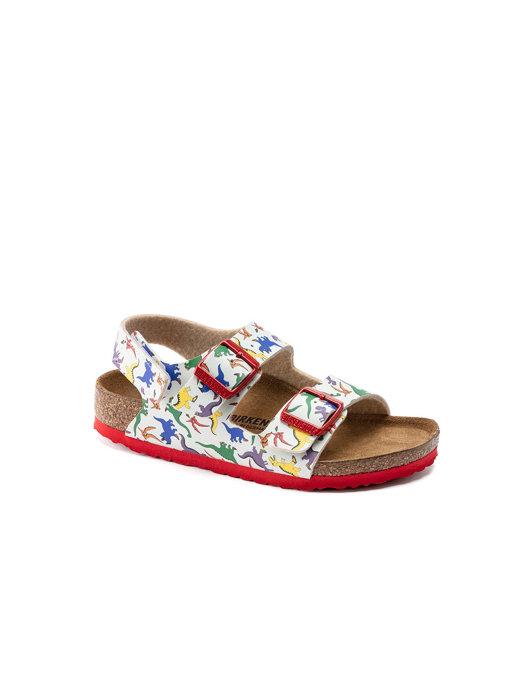 

Birkenstock Milano Hl Best Friends Dino Multi Narrow Width Birko-Flor With An Ankle Strap, White