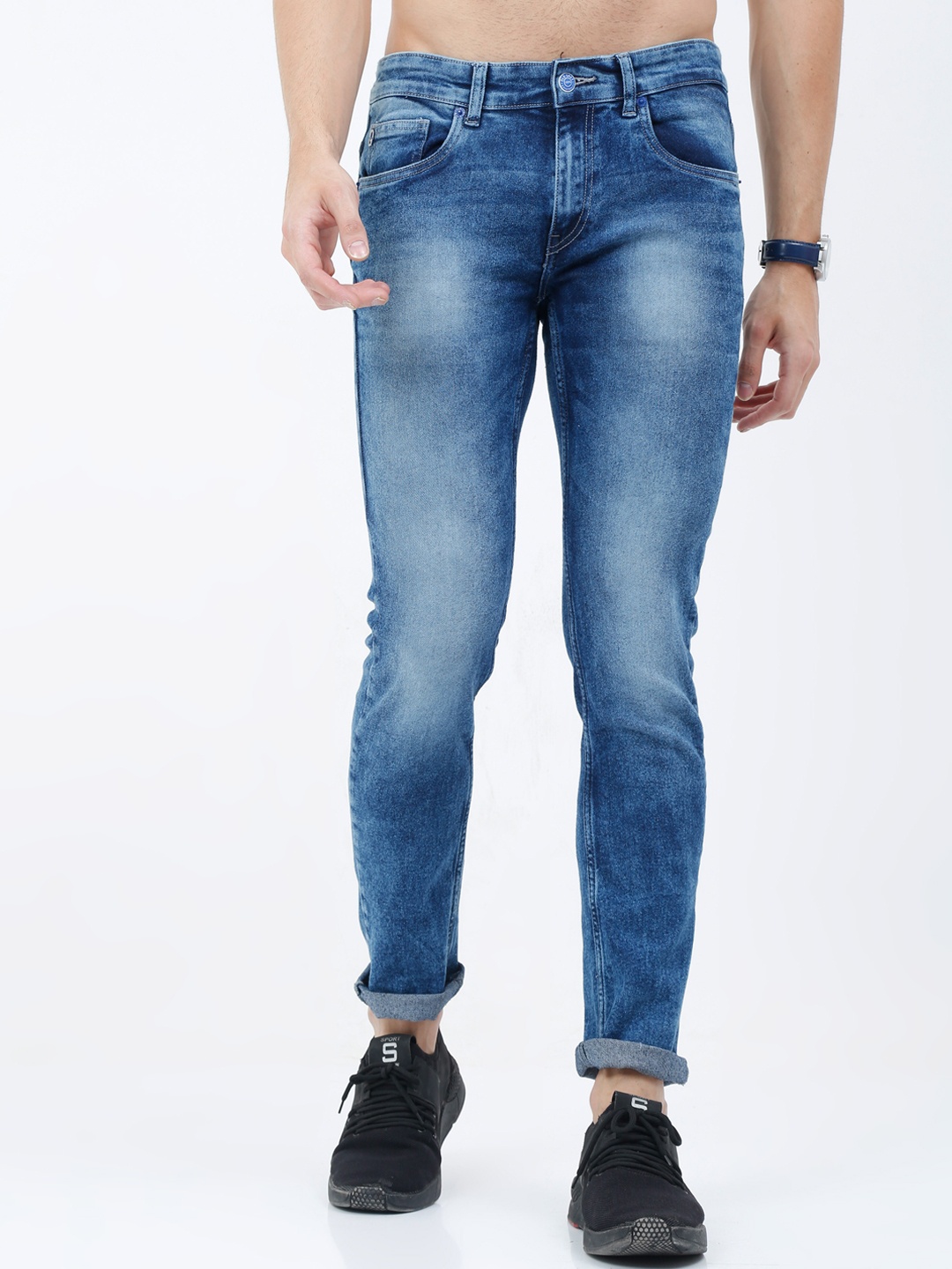 

Old Grey Men Blue Jean Slim Fit Heavy Fade Jeans
