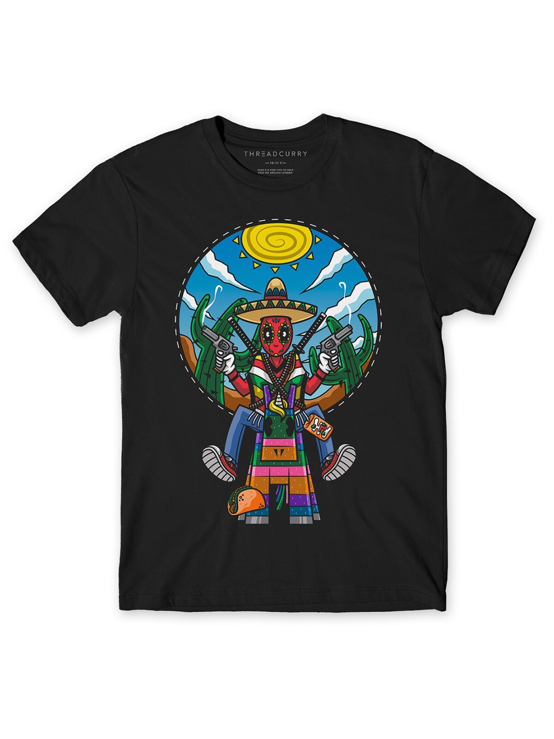 

THREADCURRY Boys Black Superhero Printed T-shirt