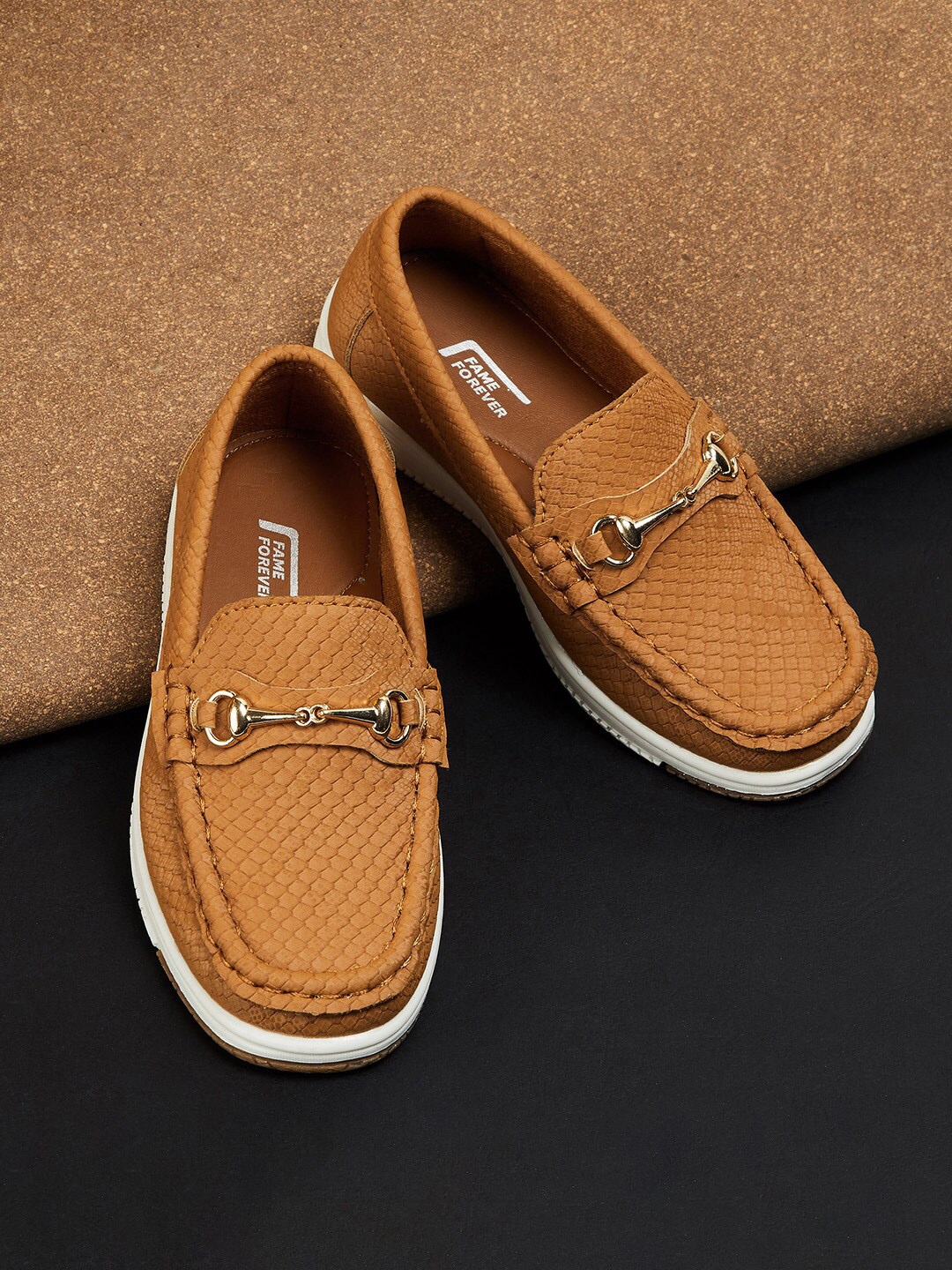 

Fame Forever by Lifestyle Boys Brown Textured Loafers