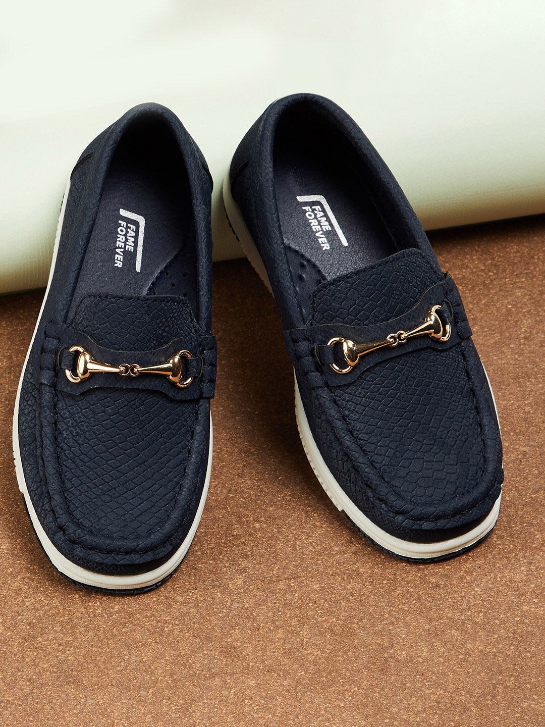 

Fame Forever by Lifestyle Boys Navy Blue Woven Design Loafers