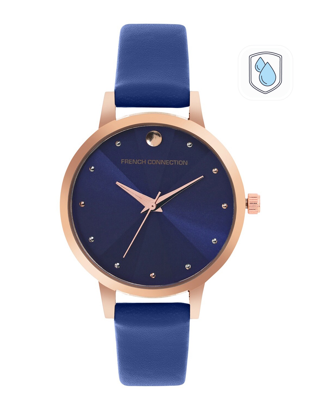 

French Connection Women Blue Embellished Dial & Blue Leather Straps Analogue Watch FCN00017J